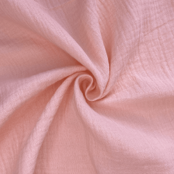 Ткань Муслин Жатый, цвет Нежно-Розовый (на отрез)  в Подольске